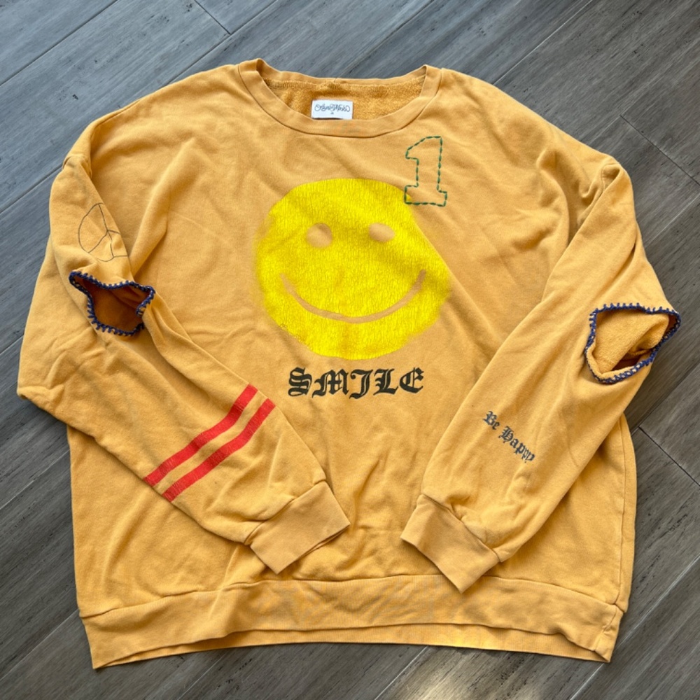 Lauren Moshi Happy Smile Face Embellished Sweatshirt M - Picture 3 of 10